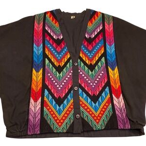 FLAW Artexco Womens Guatemalan Handwoven Art-to-Wear Cardigan Jacket Size Medium